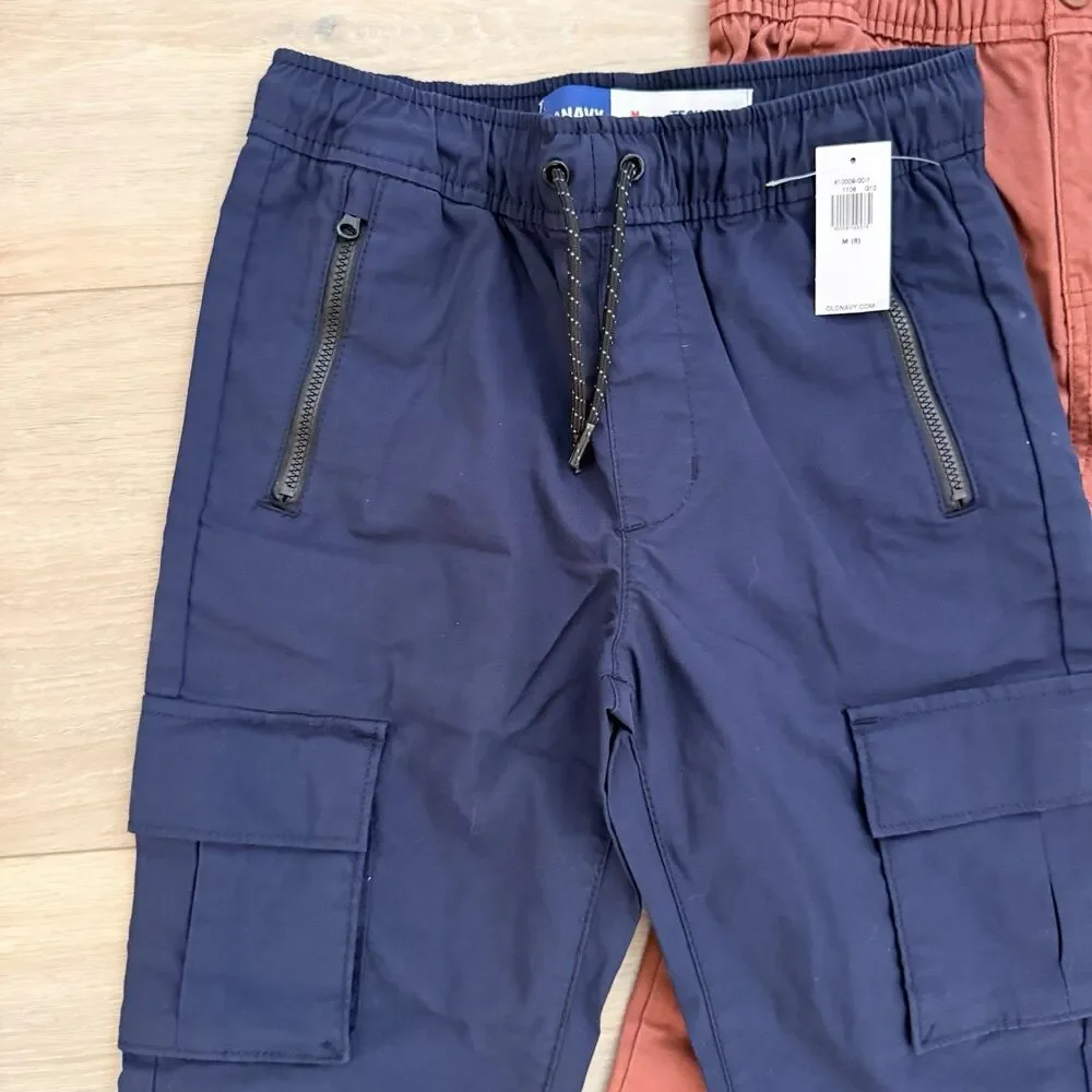 Old Navy Boys 8 Lot of 2 Tech Taper Pants Built-in Flex NWT Navy Elastic Cargo